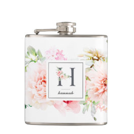 Wild Blush Botanical Letter H Monogram Heupfles