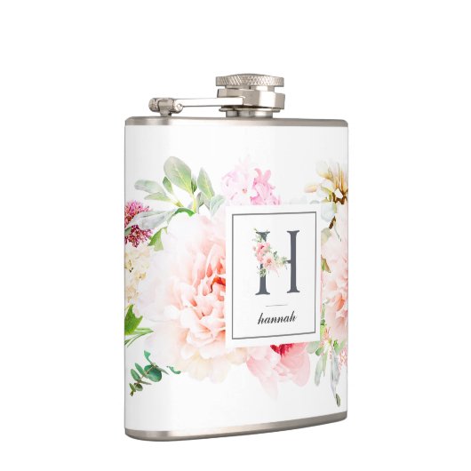 Wild Blush Botanical Letter H Monogram Heupfles (Rechts)