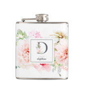 Wild Blush Botanische letter D Monogram Heupfles (Voorkant)