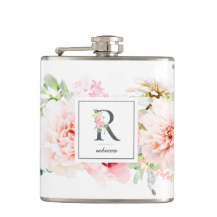 Wild Blush Botanische letter R Monogram Heupfles