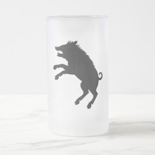 Wild Boar Black en White Silhouette Matglas Bierpul