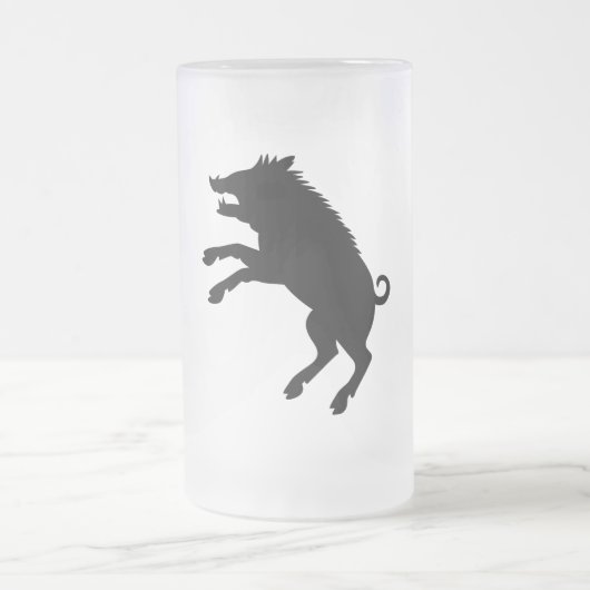 Wild Boar Black en White Silhouette Matglas Bierpul (Center)