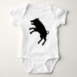 Wild Boar Black en White Silhouette Romper