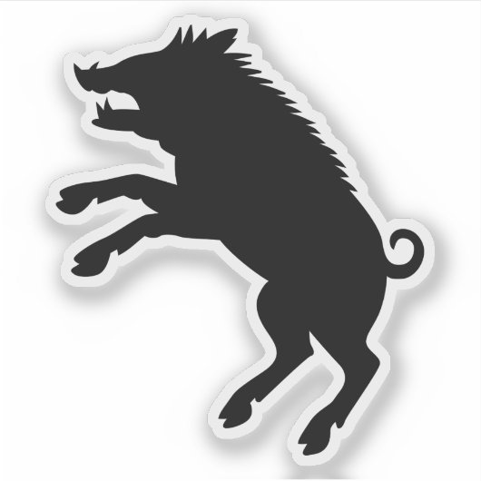 Wild Boar Black en White Silhouette Sticker (Voorkant)