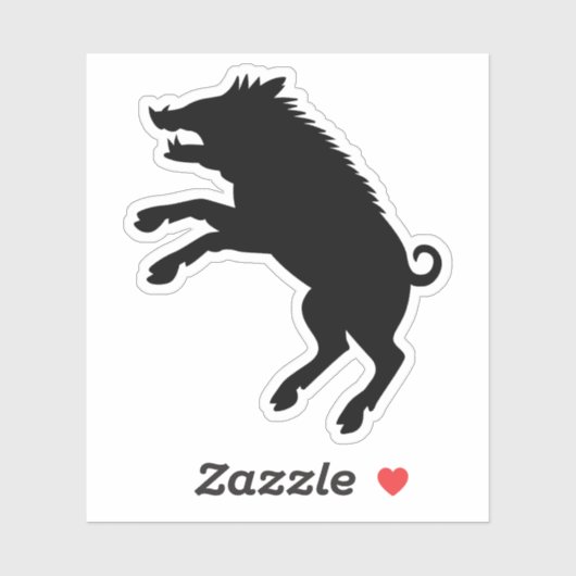 Wild Boar Black en White Silhouette Sticker (Vel)