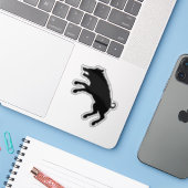 Wild Boar Black en White Silhouette Sticker (Laptop met iPhone)