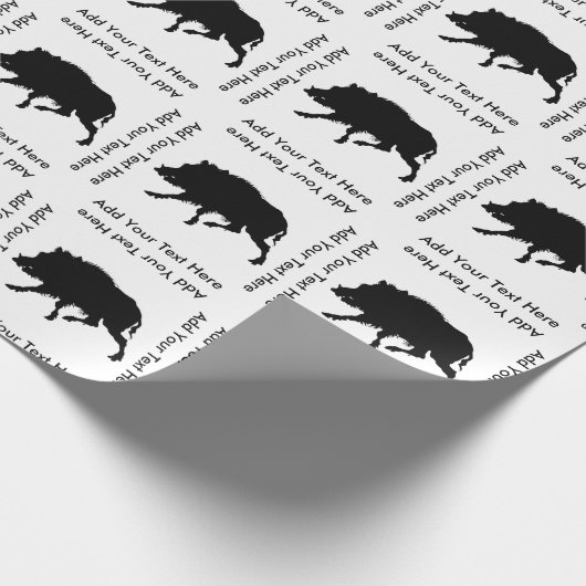 Wild Boar Black Silhouette aangepaste tekst Cadeaupapier (Hoek)