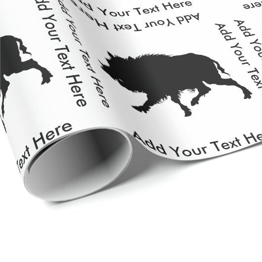 Wild Boar Black Silhouette aangepaste tekst Cadeaupapier (Rol Hoek)