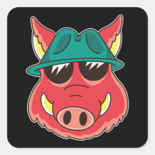 Wild Boar Cartoon Vierkante Sticker