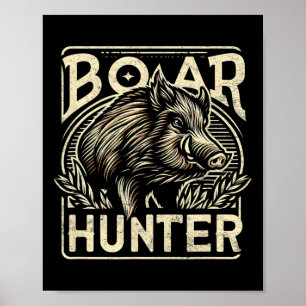 Wild Boar Cool Retro Hog Hunting Mannen Vintage Poster