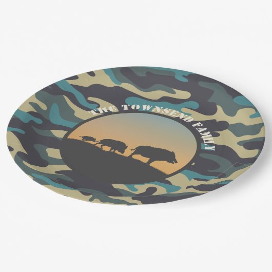 Wild Boar en Camo Papieren Bordje (Gekanteld)
