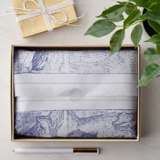 Wild Boar Family Tekening Blue Tissuepapier (Geschenk)