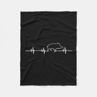 Wild Boar Heartbeat Ekg Hog Hunter Hunt Hunting Fleece Deken
