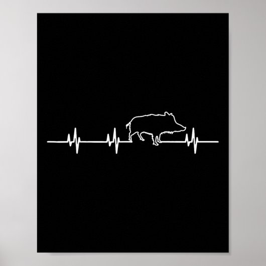 Wild Boar Heartbeat Ekg Hog Hunter Hunt Hunting Poster (Voorkant)