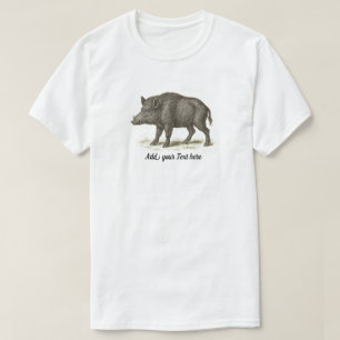 Wild Boar Illustration gepersonaliseerd Mannen T-S T-shirt