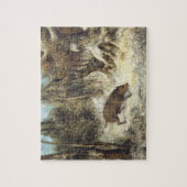 Wild Boar in de sneeuw, getekend als Courbet (nep) Legpuzzel (Verticaal)