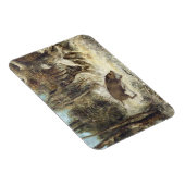 Wild Boar in de sneeuw, getekend als Courbet (nep) Magneet (Rechterzijde)