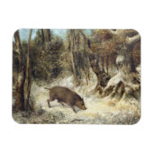 Wild Boar in de sneeuw, getekend als Courbet (nep) Magneet (Horizontaal)