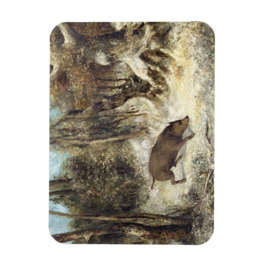 Wild Boar in de sneeuw, getekend als Courbet (nep) Magneet (Verticaal)