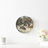 Wild Boar in de sneeuw, getekend als Courbet (nep) Ronde Klok (Huis)