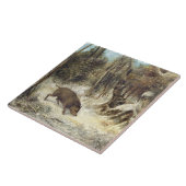 Wild Boar in de sneeuw, getekend als Courbet (nep) Tegeltje (Zijkant)