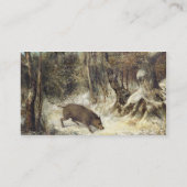 Wild Boar in de sneeuw, getekend als Courbet (nep) Visitekaartje (Achterkant)