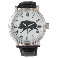 Wild Boar in zwart Silhouet Jacht Man