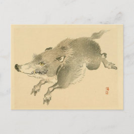 Wild Boar (Japanse kunst) (van Kono Bairei) Briefkaart