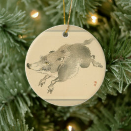 Wild Boar (Japanse kunst) (van Kono Bairei) Keramisch Ornament