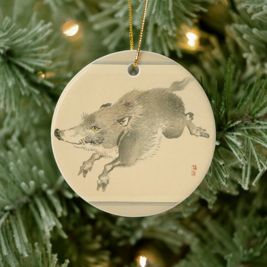 Wild Boar (Japanse kunst) (van Kono Bairei) Keramisch Ornament (Boom)