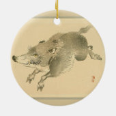 Wild Boar (Japanse kunst) (van Kono Bairei) Keramisch Ornament (Achterkant)