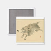 Wild Boar (Japanse kunst) (van Kono Bairei) Magneet (Voorkant / Achterkant)