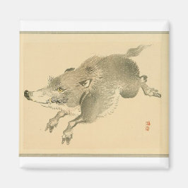 Wild Boar (Japanse kunst) (van Kono Bairei) Magneet