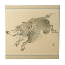 Wild Boar (Japanse kunst) (van Kono Bairei) Tegeltje