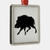 Wild Boar of Wild Pig Elegant Silhouette Metalen Ornament (Rechts)