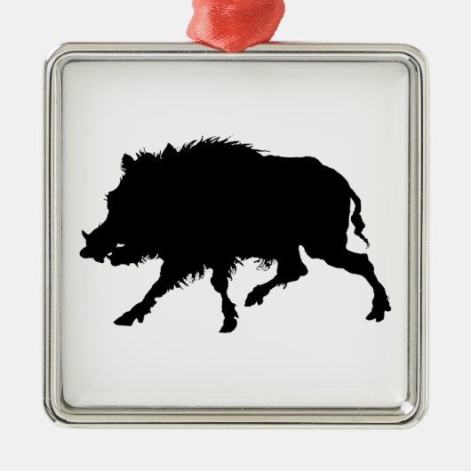 Wild Boar of Wild Pig Elegant Silhouette Metalen Ornament (Voorkant)