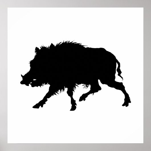 Wild Boar of Wild Pig Elegant Silhouette Poster (Voorkant)