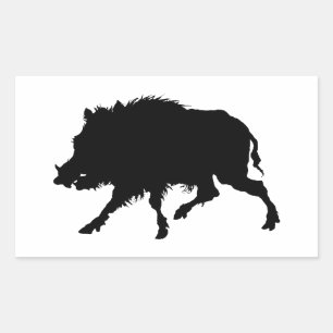 Wild Boar of Wild Pig Elegant Silhouette Rechthoekige Sticker
