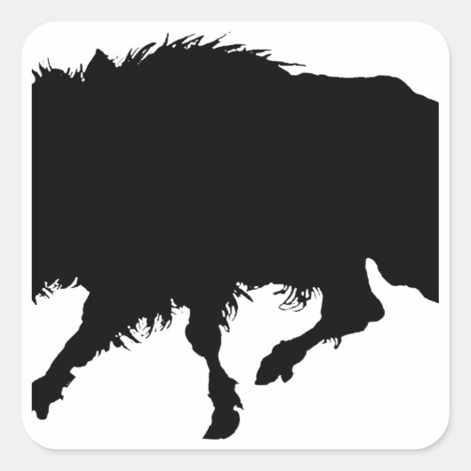 Wild Boar of Wild Pig Elegant Silhouette Vierkante Sticker (Voorkant)