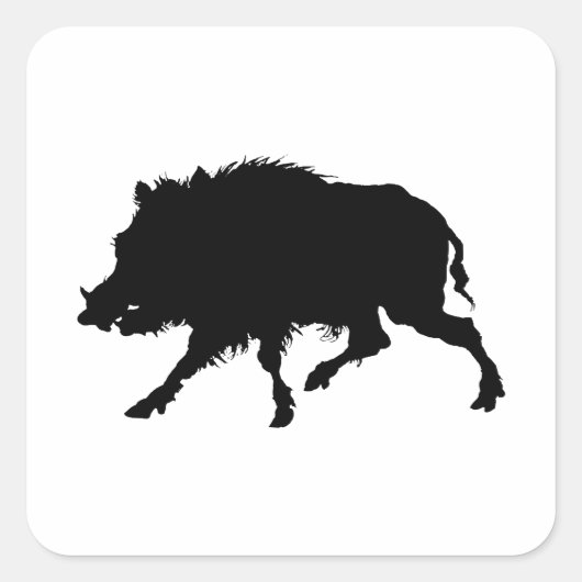 Wild Boar of Wild Pig Elegant Silhouette Vierkante Sticker (Voorkant)