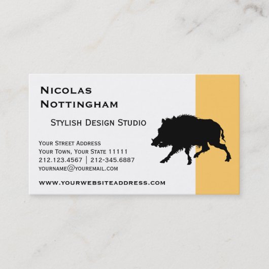 Wild Boar of Wild Pig Elegant Silhouette Visitekaartje (Voorkant)