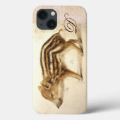 WILD BOAR PIGLET Animal Drawing Monogram Case-Mate iPhone Case (Achterkant)