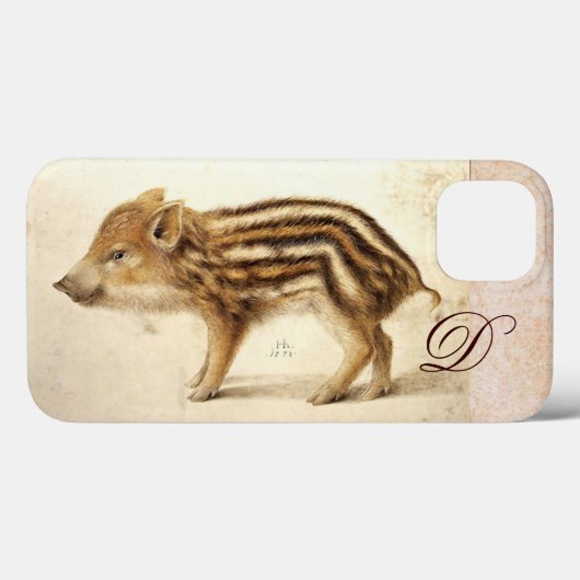 WILD BOAR PIGLET Animal Drawing Monogram Case-Mate iPhone Case (Achterkant (horizontaal))