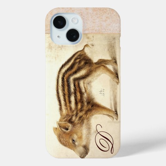 WILD BOAR PIGLET Animal Drawing Monogram Case-Mate iPhone Case (Achterkant)