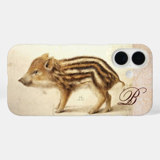 WILD BOAR PIGLET Animal Drawing Monogram Case-Mate iPhone Case (Achterkant (horizontaal))