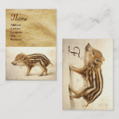 WILD BOAR PIGLET Animal Drawing Monogram Visitekaartje (Voorkant / Achterkant)