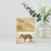 WILD BOAR PIGLET Animal Drawing Monogram Visitekaartje (Staand voorkant)