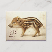 WILD BOAR PIGLET Animal Drawing Monogram Visitekaartje (Achterkant)