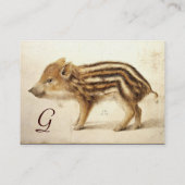 WILD BOAR PIGLET Animal Drawing Parchment Monogram Visitekaartje (Achterkant)