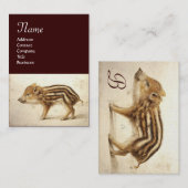 WILD BOAR PIGLET Monogram, Pearl paper Visitekaartje (Voorkant / Achterkant)
